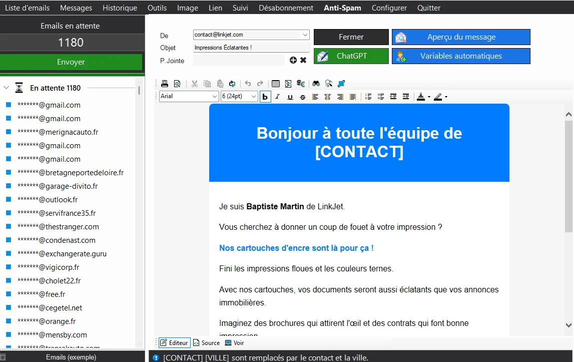 Des envois préparés et des désinscriptions prises en compte